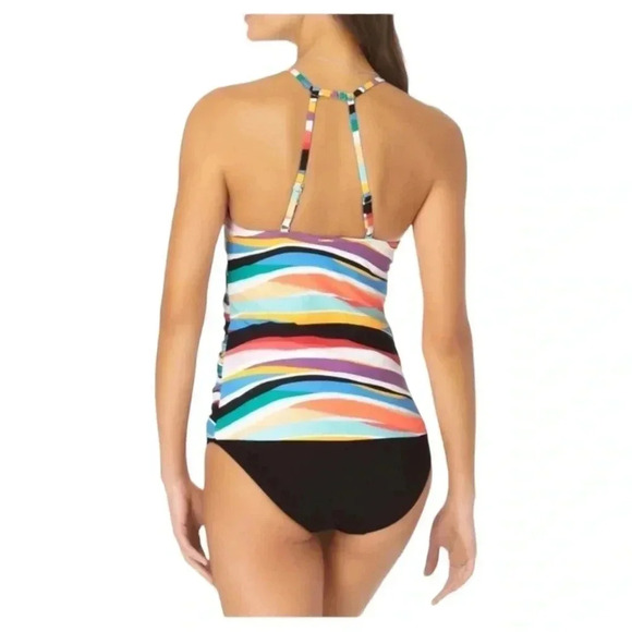 Anne Cole Womens XS Wavy Stripe Halter Tankini Swim Top - Picture 3 of 14